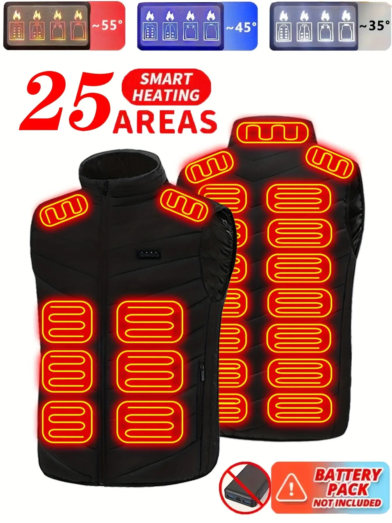Intelligent electric vest with constant temperature heating and anti cold graphene carbon fiber for men [excluding power bank] Jacket Tops Menswear Breathable Day