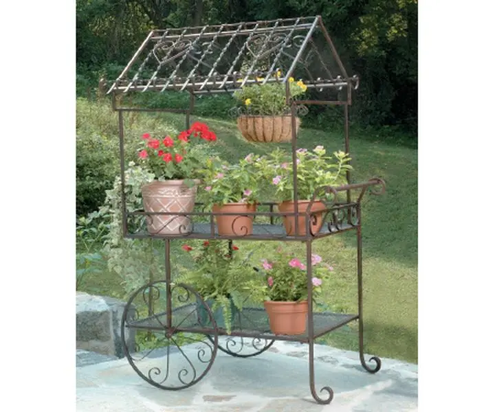 Deer Park D68-TC104 Large Flower Cart, 2-Level Large Vertical Gardening Stands, Outdoor Raised Planter Stands for Home Improvement & Garden Supplies, Two-Level Stands