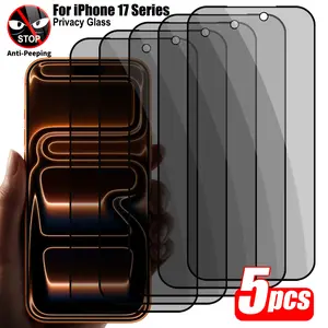 5 pieces of screen privacy protection film suitable for iPhone 12 11 Pro Max 14 17 13 15 16 Air Pro Max phone privacy tempered glass protection film+3 pieces of lens film cover