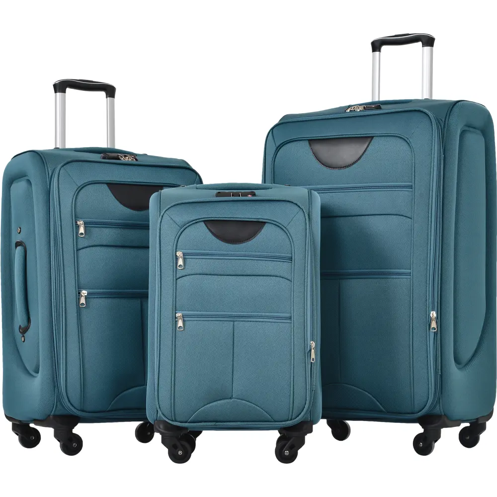 3-Piece Expandable Softside Luggage Set, Lightweight Upright Spinner Suitcases with TSA Lock, Multi-Directional Wheels, Premium Fabric & Easy-Access Design