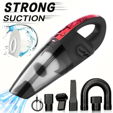Mini Cordless Handheld Vacuum Cleaner - Lightweight Wireless Power Cleaning Supply, Car Accessory, Household Item for Pet Hair, Dust, Crumbs, No Plug Hunt, Home & Car Cleanup with Multiple Attachments, Car Accessories