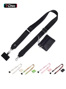 Random Pattern Phone Lanyard with Wallet, Detachable Phone Strap Crossbody with Zippered Pouch, Anti Theft Lanyard with Zippered Pouch & Nylon Tab for All Phones, Phone Sling
