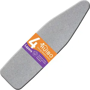 Ironing Board Cover and Pad Extra Thick Heavy Duty Padding 4 Layers, Scorch and Stain Resistant,Elastic Edge Fit Standard Size 15x54 Inch/