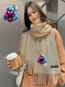 Spider-Man themed hoodie, trendy scarf, fashionable women's scarf, shawl, elegant scarf.