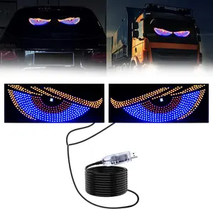 Dynamic LED Demon Eye Car USB Decal for Windshield Fits Cars SUVs Trucks Universal 11 Modes High Brightness Devil Eyes Light Plug-and-Play Easy Install Cool Personalized Funny Ojos LED Eyes
