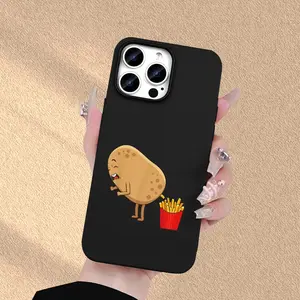 A quirky potato fries pattern frosted phone case suitable for iPhone 17 Air/16 Plus/15 Pro Max/14 Pro/13/12/11/XS Max/X phone case, perfect choice for holiday gifts for family, friends, lovers, boyfriends, girlfriends DKFYT05