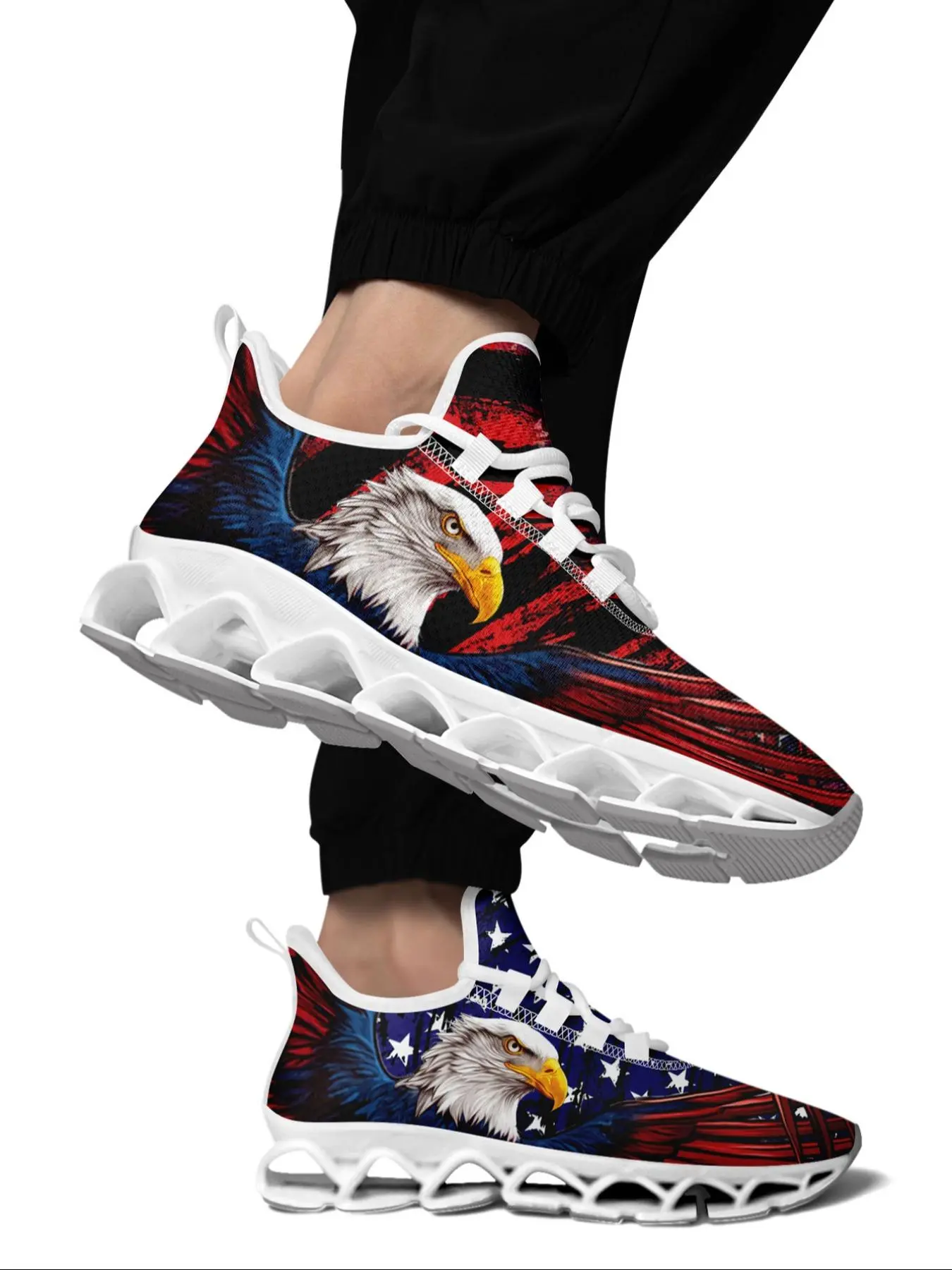 Men's Eagle Print Low Top Sneakers, Untamed Running Shoes, Casual Comfortable Breathable Sports Running Shoes, Fashionable Sneakers for Daily Wear, Runner Athletic Shoe