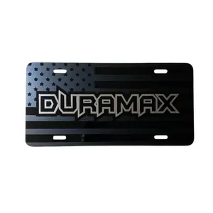 Black American Flag License Plate Metal Front Tag, Patriotic Blackout Vanity Plate for Cars & Trucks, Toyota, Chevy, Cadillac, John Deere, Case IH, Freedom Design