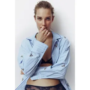 H&M Embellished cotton pyjama shirt