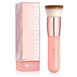 Foundation Brush for Liquid Makeup, Self Tanner Brush Flat Top Kabuki Professional Makeup Brushes Blending Mineral Powder Buffing Stippling Makeup Tools, Pink