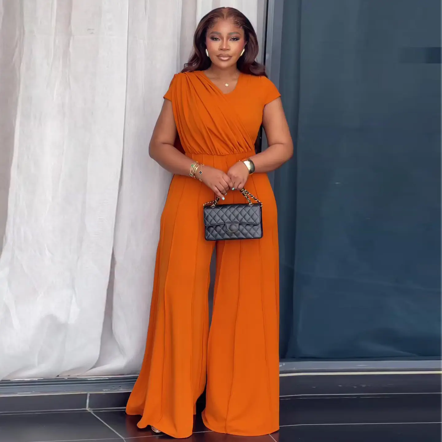 New Arrival Fashion Orange Jumpsuit Casual One Piece Outfit, Womenswear, Overalls jumpsuits for women jumpsuit