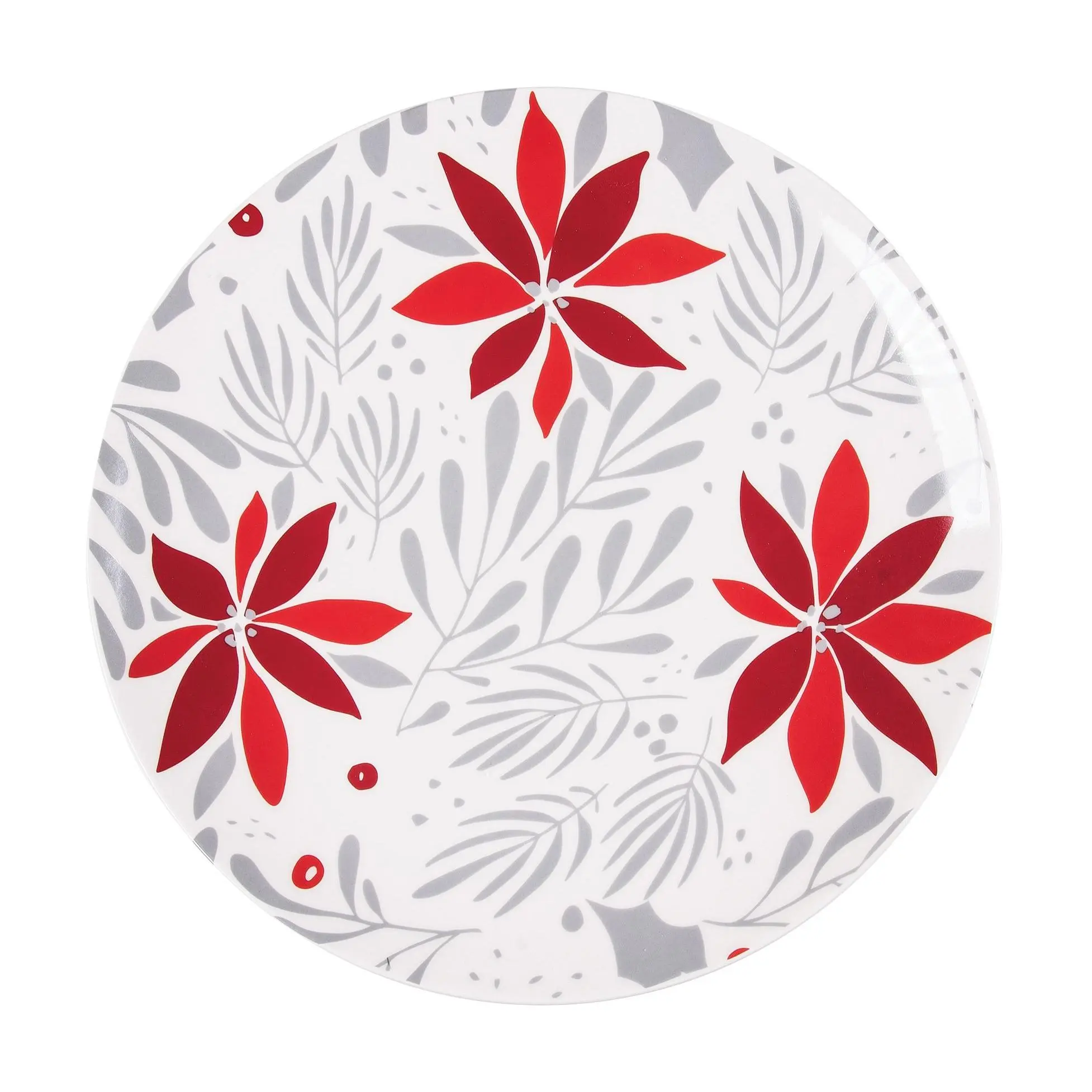 12.5" Poinsettia Christmas Round Platter by Valerie