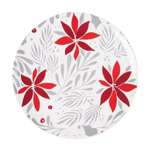 12.5" Poinsettia Christmas Round Platter by Valerie