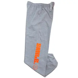 Happy Face Smile Sweatpants for Women, Grey Neon Orange Oversized Sweatpant, Summer Outfit, Vacation Outfits, Comfortable Preppy Pants, Cozy Loungewear, Women's Joggers, Travel Airport Looks, 50 Cotton 50 Polyester Athleisure Bottoms