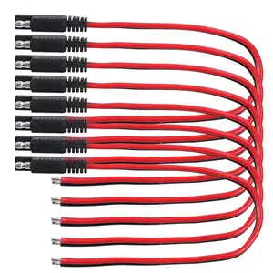 8 Pack 14 AWG SAE Connectors Cable – 1 Feet SAE Extension Cable, 2 Pin Single Plug Disconnect, Heavy Duty Power Automotive Extension Cord for Motorcycles, Cars, Solar Panels, Battery Chargers