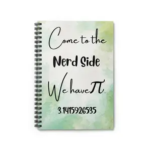 Come to the Nerd Side, We have pi, Green Spiral Notebook, Funny Science Lab Notebook, Teacher or Student Unique Gift, Ruled Line Notebook