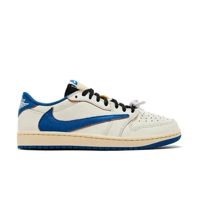 Jordan 1 Retro Low OG SP  Fragment x Travis Scott Sail Military Blue Men's DM7866-104 New Sneakers