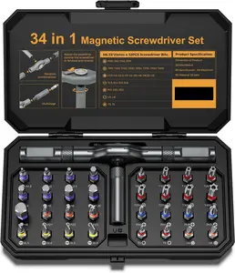 34 in 1   Set, DIY Ratchet  Set, Multi Bit  Drive Sets with Ratcheting Handle, Handy Repair Tool Kit for Electronics, , Furniture, DIY, Computer