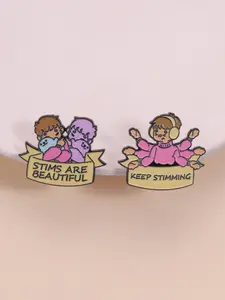 Cartoon Badge Warm Healing Style, Contains Stims Are Beautiful & Keep Stimming Text Pattern, Suitable for Neurodiversity People Daily Identity Expression Decoration, Neurodiversity Support