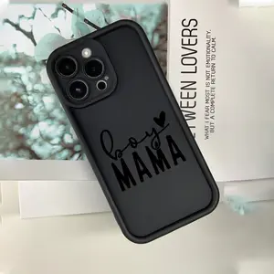 Boy Mama Text Heart Pattern Tpu Anti-Drop Protective Phone Case Cover for iPhone 6/7/8/x/XS/XR/XS Max/11/12/13/14/15/16/17 Pro Max, Gift for Women & Teens