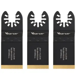 Vearter 3Pcs 35mm Bi-Metal Titanium Coated Oscillating Multitool Saw Blades Cutting Metal Nail Wood PVC Aluminum Alloy