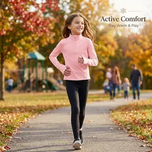 Girls' Half Zip Pullover Sweatshirt - Long Sleeve Mock Neck Athletic Cropped Tops for Workout Sports Yoga Running Casual Wear Comfortable Breathable Fabric Fashion Activewear