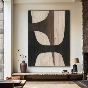 [Sale off up to 65%][Free Ship][No Frame] Beige & Black Abstract Minimalist Wabi Sabi Wall Art Large Brown Texture poster