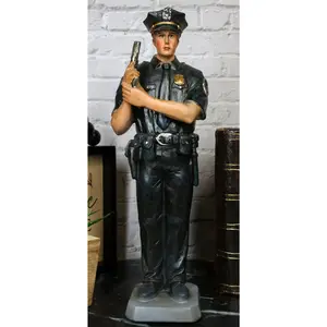 Men In Blue Police Man Officer Cop in Uniform Carrying Gun Memorial Figurine