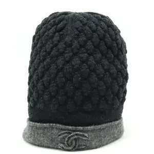 Pre-owned CHANEL Others Small Leather Goods Cashmere Silk Coco Mark Knit Cap Hat