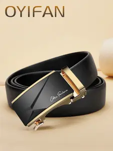 Men's Business Fashion Belt, Casual Automatic Buckle Belt, Metallic Buckle, Secure Metal Buckle, Fashion Belt for Party, Daily Clothing Decor, Trendy All-match & Exquisite Belt for Birthday Gift, Leather Buckle Belt, Modern Buckle Belts, Stylish Belts