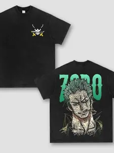 Retro washed pure cotton men's animation T-shirt, unruly animation character pattern T-shirt, Harajuku animation manga art streetwear, fashionable urban otaku daily wear, Y2K gothic short-sleeved top, animation lover gift, casual style top