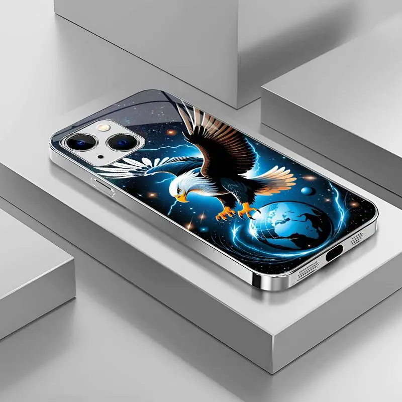 Suitable for [iPhone 13 Mini] Light luxury crystal eagle pattern and scorpion glass electroplated mobile phone case, exquisite and gorgeous 995
