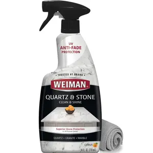 Quartz Countertop Cleaner and Polish - Clean and Shine Your Granite, Marble Countertops, Kitchen Island, and Stone Surfaces with UV Anti-Fade Protection, Citrus, 24 Ounce with Microfiber Cloth