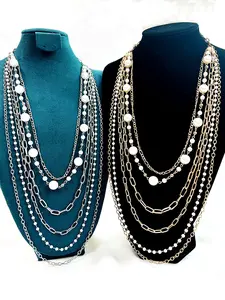 Women's Long Pearl Necklace, Vintage Multi-Layer Design, Fashion Jewelry Accessory, Versatile All-Season Wear, Elegant Gift Idea