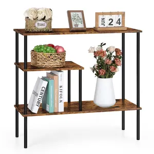 3 Tier Console Table 31.5'' Wood Hallway Table for Entryway Narrow Sofa Table for Farmhouse, Living Room, Foyer, TV Stand, Entrance, Rustic Brown