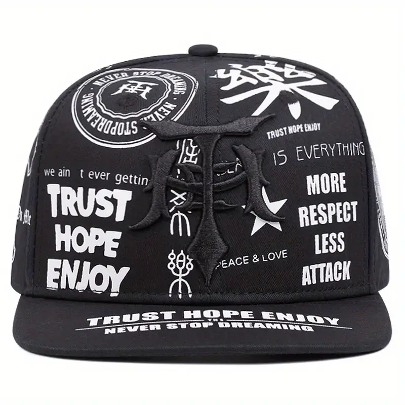 2025 New Style Leaf Dagger Graffiti Series Flat Brim Men's & Women's Baseball Cap Acrylic Material Adjustable 55-64CM Personalized Outdoor Golf Hat Snapback Black Caps Sports Cap