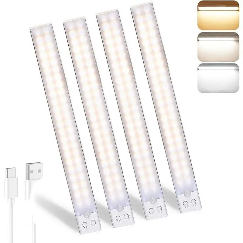 Under-Cabinet Light 2200mAh Rechargeable Wireless Magnetic Attachment 3 Color Temperatures 5-Level Brightness Adjustable Indoor Motion-Sensor Light for Kitchen Countertop