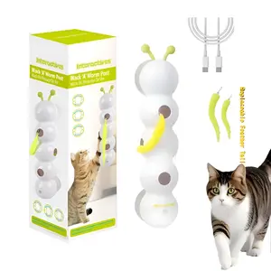 Interactive Cat Feather Toy, Automatic Fluffy Tail Teaser with Motion Sensor,Whack a mole Cat Toy, USB Rechargeable, Suction Cup for Stable Play, Perfect for Indoor Cats，Wall Mounted for Indoor Cats Jumping, Pouncing
