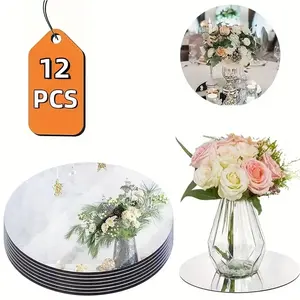 12pcs Round Acrylic Mirror Wall Stickers, DIY Home Decor Tray Plates, Versatile Display & Storage Solution, Enhance Your Living Space, Decoration