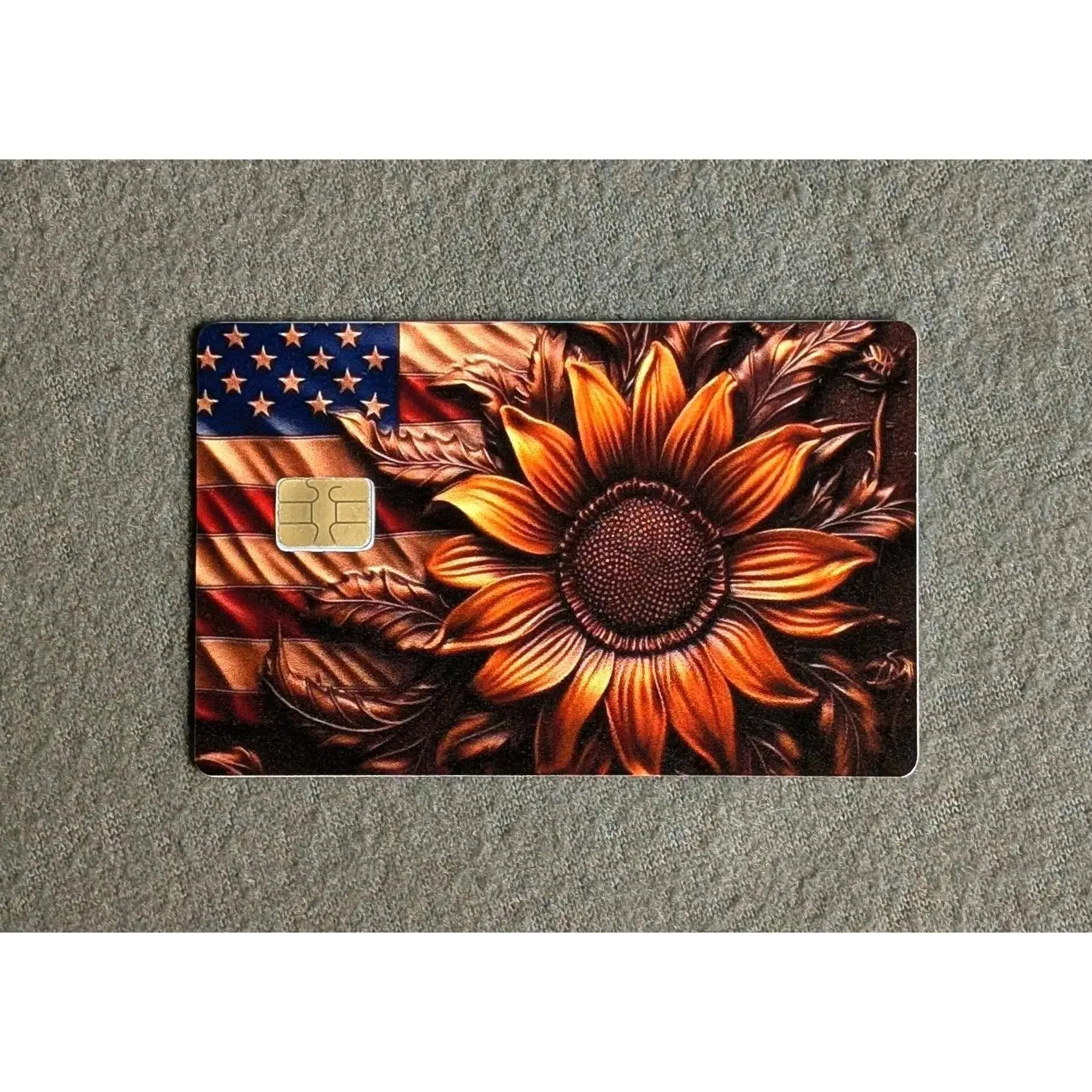 Rustic American Sunflower Credit/Debit Card Sticker, Skin, Cover waterproof vinyl pvc card scratch durable