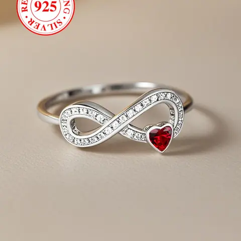 S925 Sterling Silver Infinity Love, Artificial Zirconia Elegant Women's Stackable Ring, Engagement Wedding Rings, Bridal Jewellery, Casual Ring, Everyday Ring, Suitable for Daily Dating Wear, Stackable Wedding Band, Beautiful Rings
