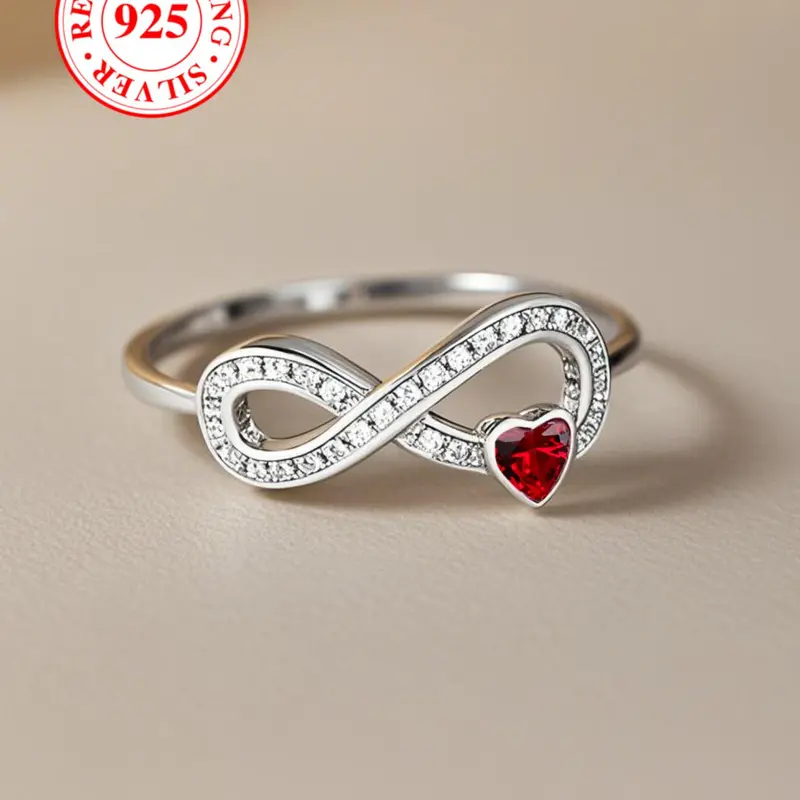 S925 Sterling Silver Infinity Love, Artificial Zirconia Elegant Women's Stackable Ring, Engagement Wedding Rings, Bridal Jewellery, Casual Ring, Everyday Ring, Suitable for Daily Dating Wear, Stackable Wedding Band, Beautiful Rings