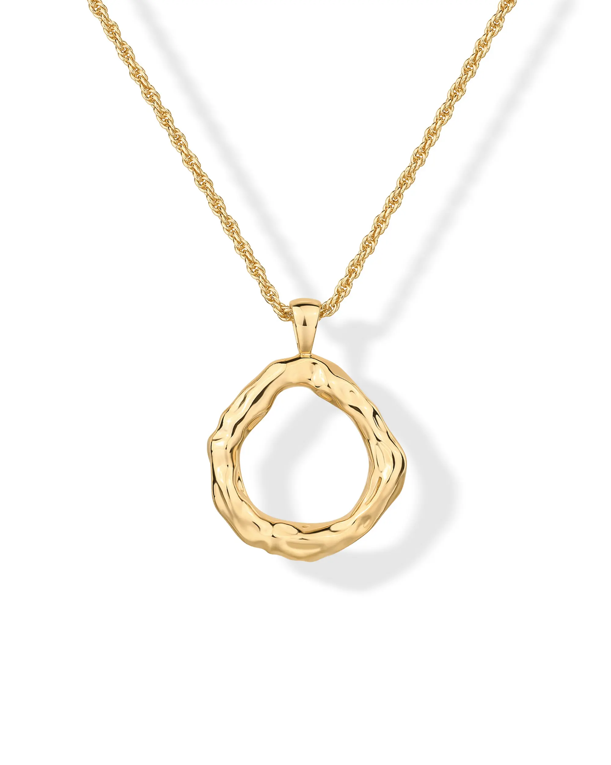 PAVOI 14K Gold Plated Dainty Statement Pendant Necklaces for Women - Hammered Circle Beachy Summer Conch Seashell Pendants - Knit Tightened Rope Chain Necklace