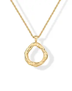 PAVOI 14K Gold Plated Dainty Statement Pendant Necklaces for Women - Hammered Circle Beachy Summer Conch Seashell Pendants - Knit Tightened Rope Chain Necklace