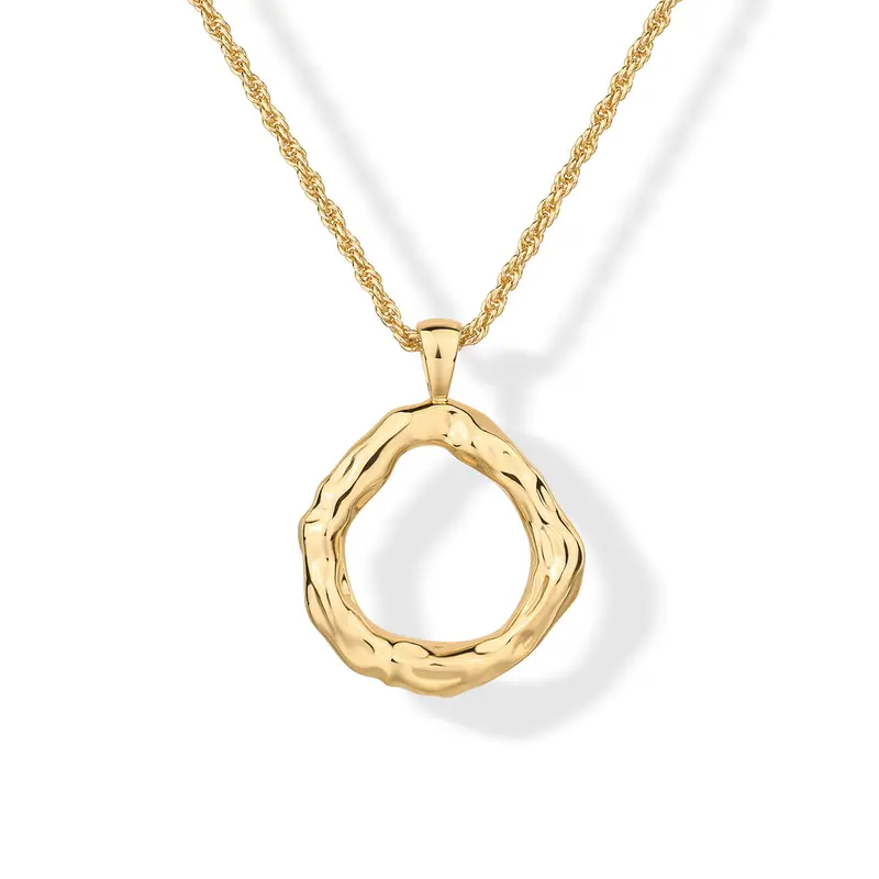 PAVOI 14K Gold Plated Dainty Statement Pendant Necklaces for Women - Hammered Circle Beachy Summer Conch Seashell Pendants - Knit Tightened Rope Chain Necklace