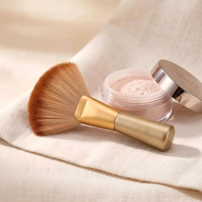 Large Professional Fan Brush, Fluffy Brush for Loose Powder, Setting, Bronzer & Highlighter. Flawless Spray Tan Application, Body Makeup or Salon Essentials