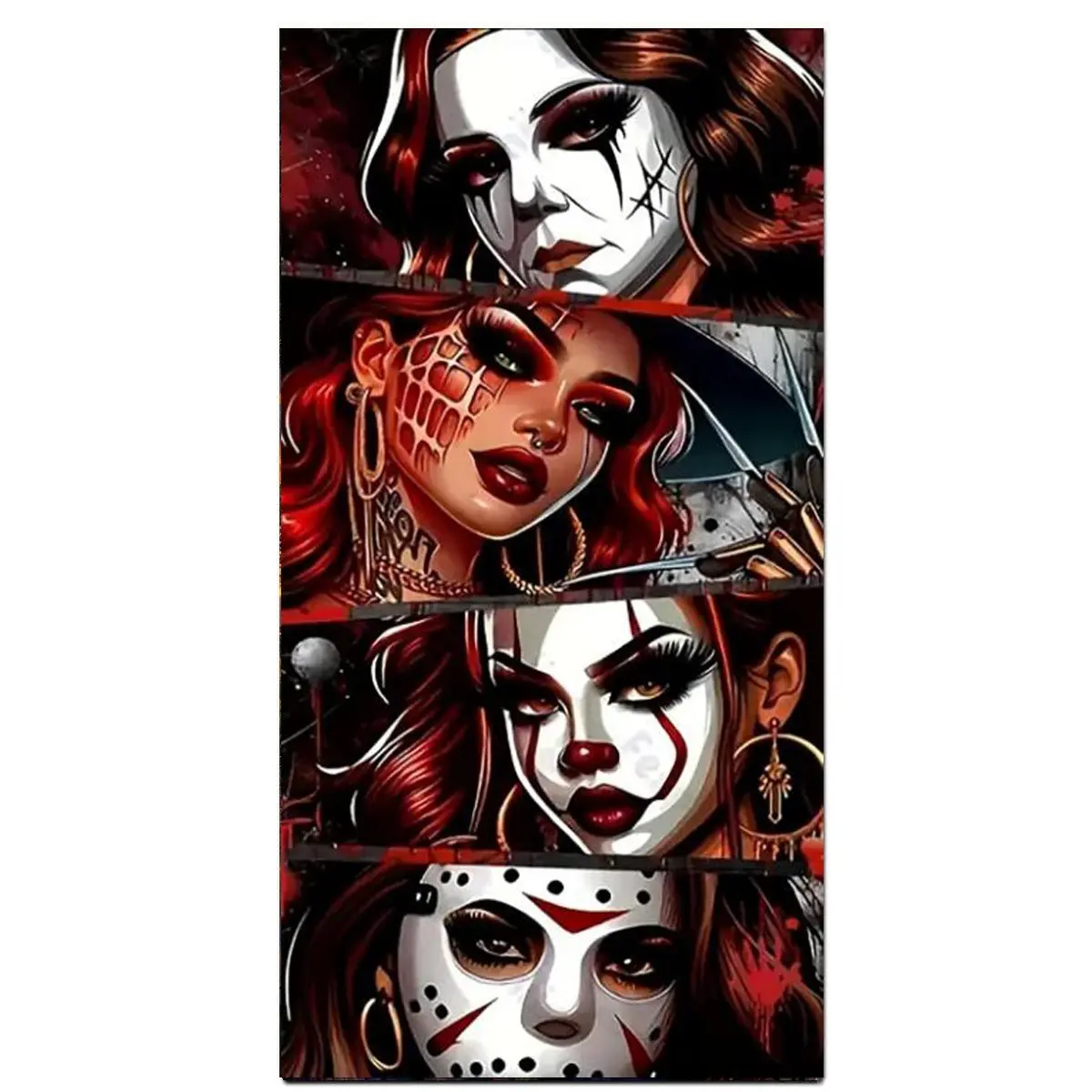 Large Size Halloween Diamond Art Kits for Adults Beginners,DIY Spooky Horror Diamond Art Kits,5D Easy Full Round Drill Painting Paint by Diamonds Dot Gem Art Crystal,Home Wall Decor,Art Projects