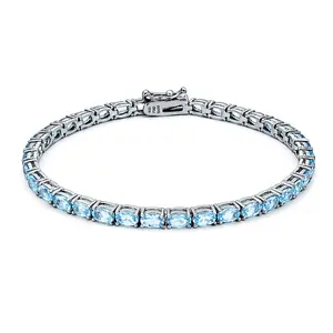 Dainty Girl Oval Blue Topaz Bracelet
