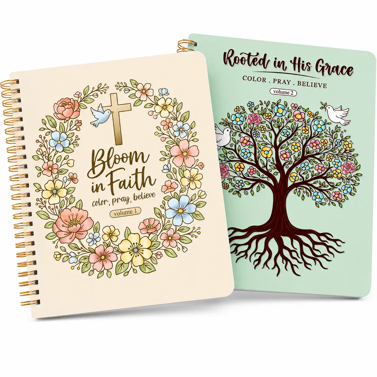 2PCS Christian Coloring Books by Puraesla - for Adults or Kids, Jesus Faith Bible in a Year Art, Religious Scripture Bible Verses Craft for Women, Family