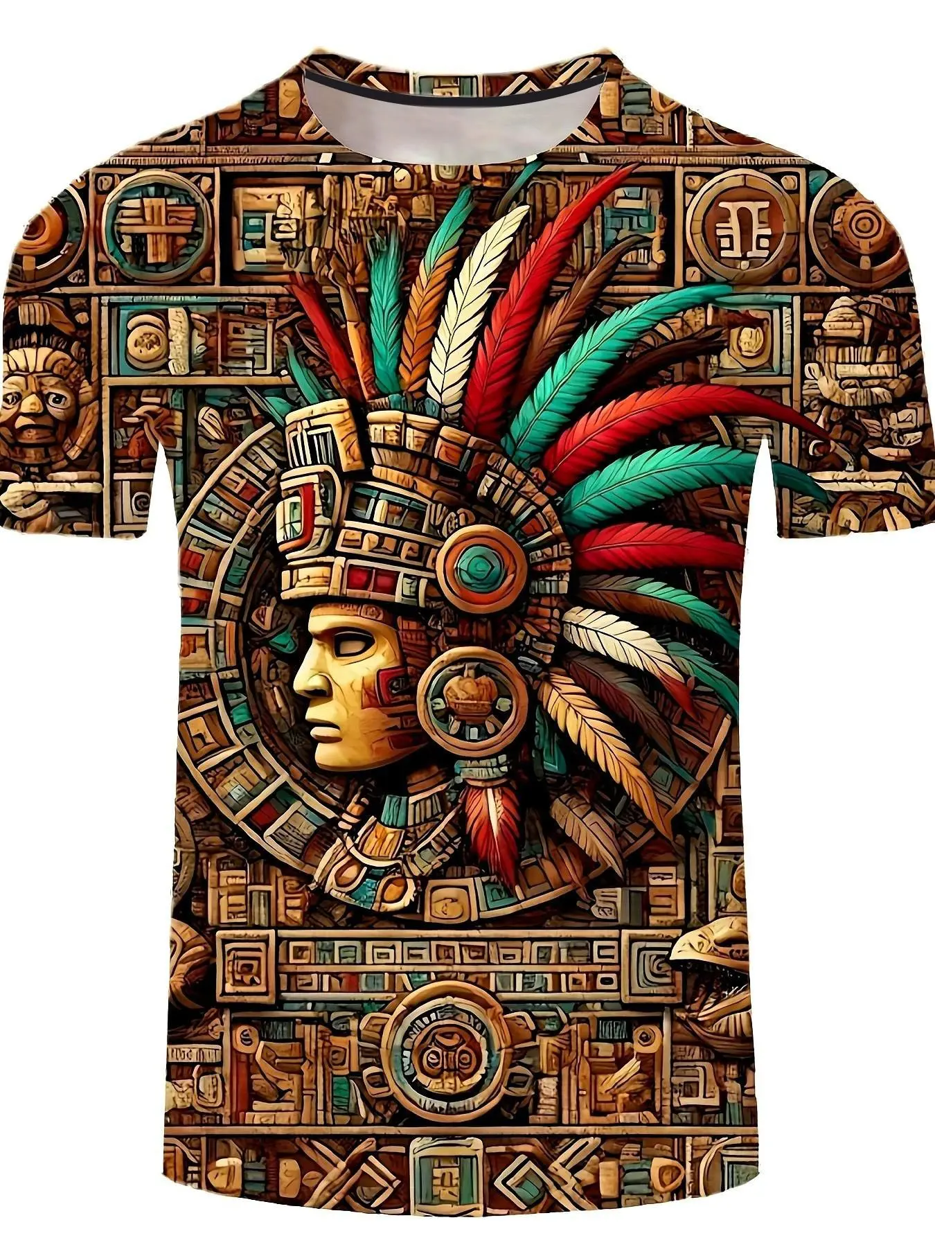 Men's Casual Streetwear Short Sleeve Round Neck Ethnic Animal Geometric Breathable T-Shirt, Casual Fashion Wear, Summer Outdoor Wear, Fitted Long Clothing, All Seasons Men's Apparel